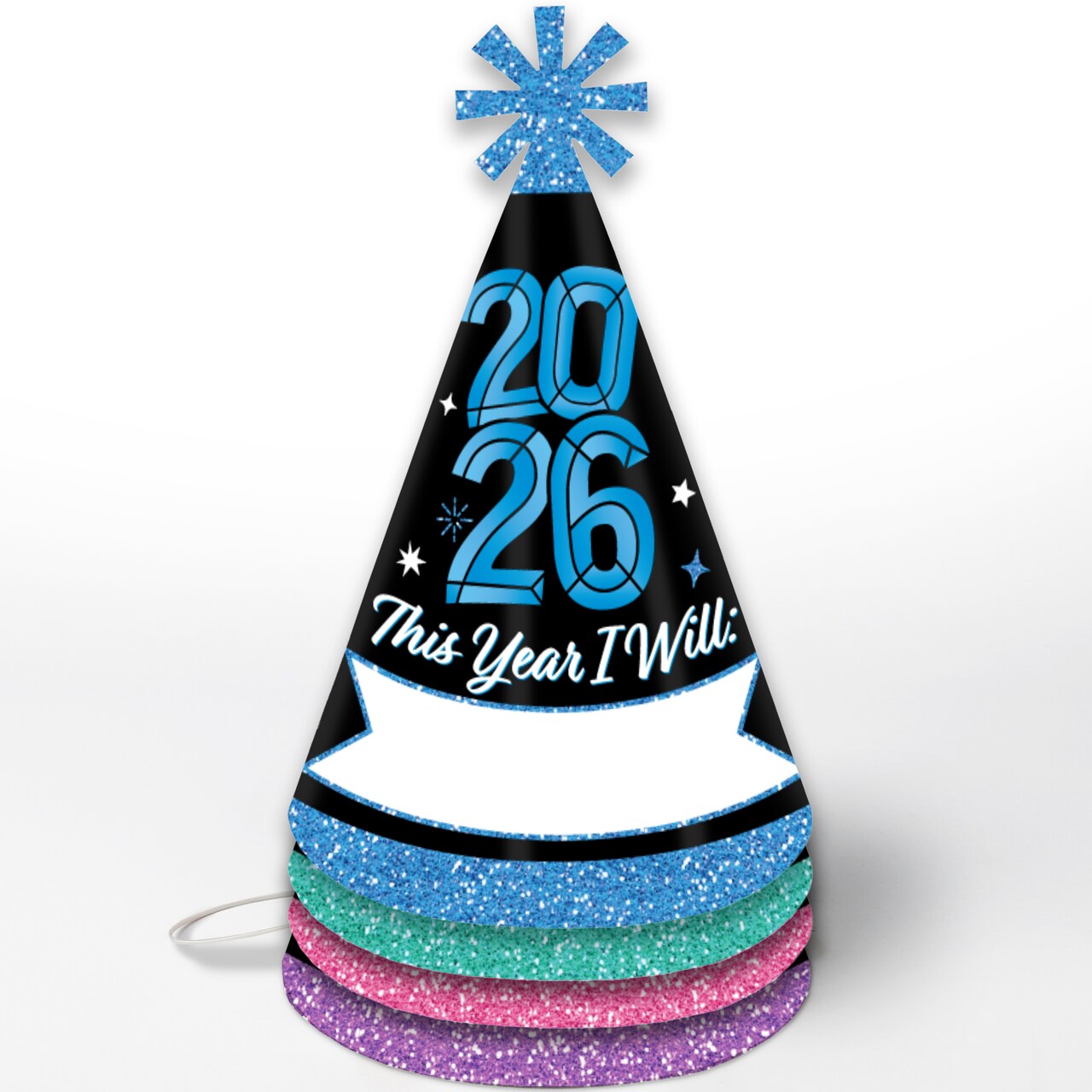 Big Dot of Happiness Colorful New Year Cone Hat, 2026 New Year's Eve Resolution Party Hats, 2026 NYE Party Supplies, Set of 8 (Adult Size)